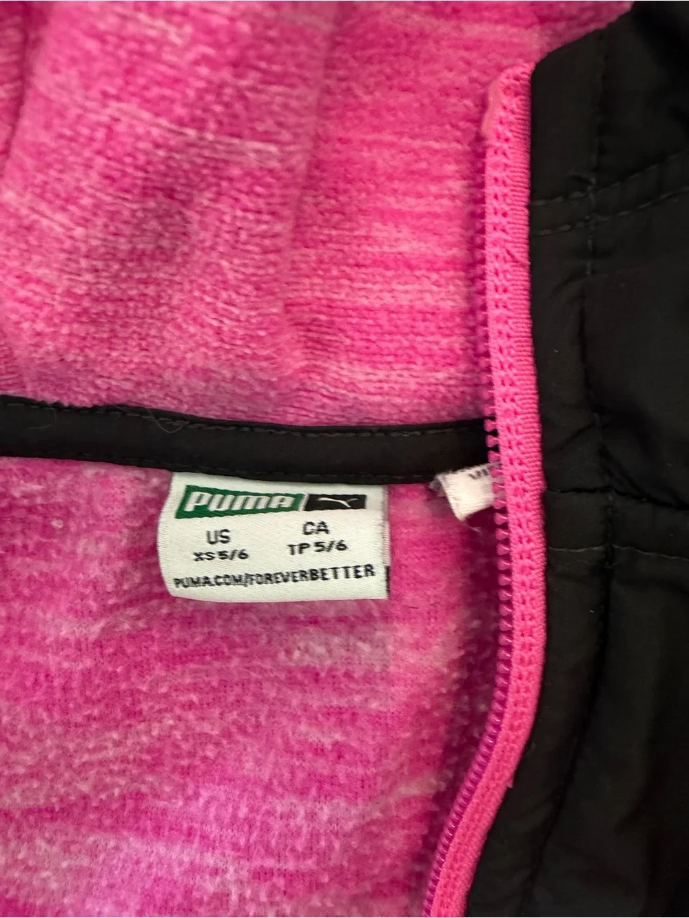 Puma Pink Hooded Puffer Jacket with Black Trim